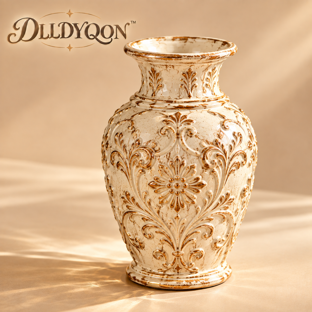 DLLDYQON™ Roselyn Relief Ceramic Bud Vase – Small Vintage-Inspired Embossed Pottery Vase for Mantel, Bookshelf & Table Décor
