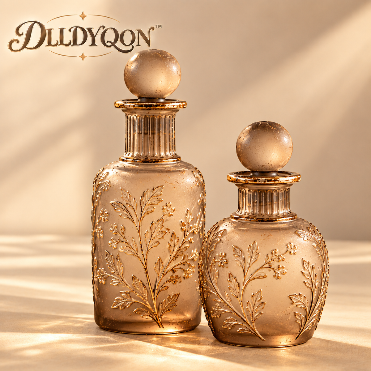 DLLDYQON™ Nocturne Frosted Apothecary Bottles – Set of 2 Vintage-Inspired Decorative Aroma Bottles