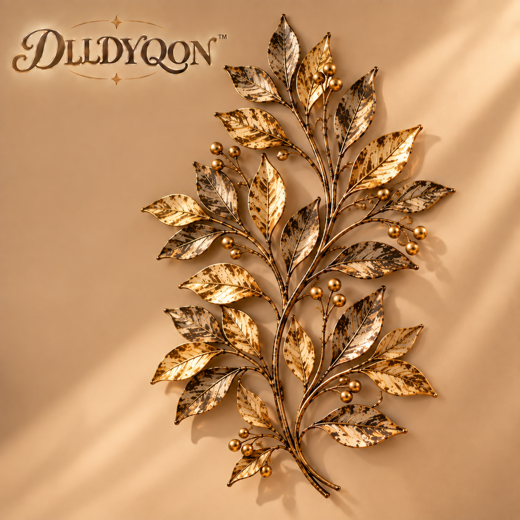 DLLDYQON™ Laurelwyn Metal Leaf Wall Sculpture – Vintage-Inspired Botanical Wall Décor