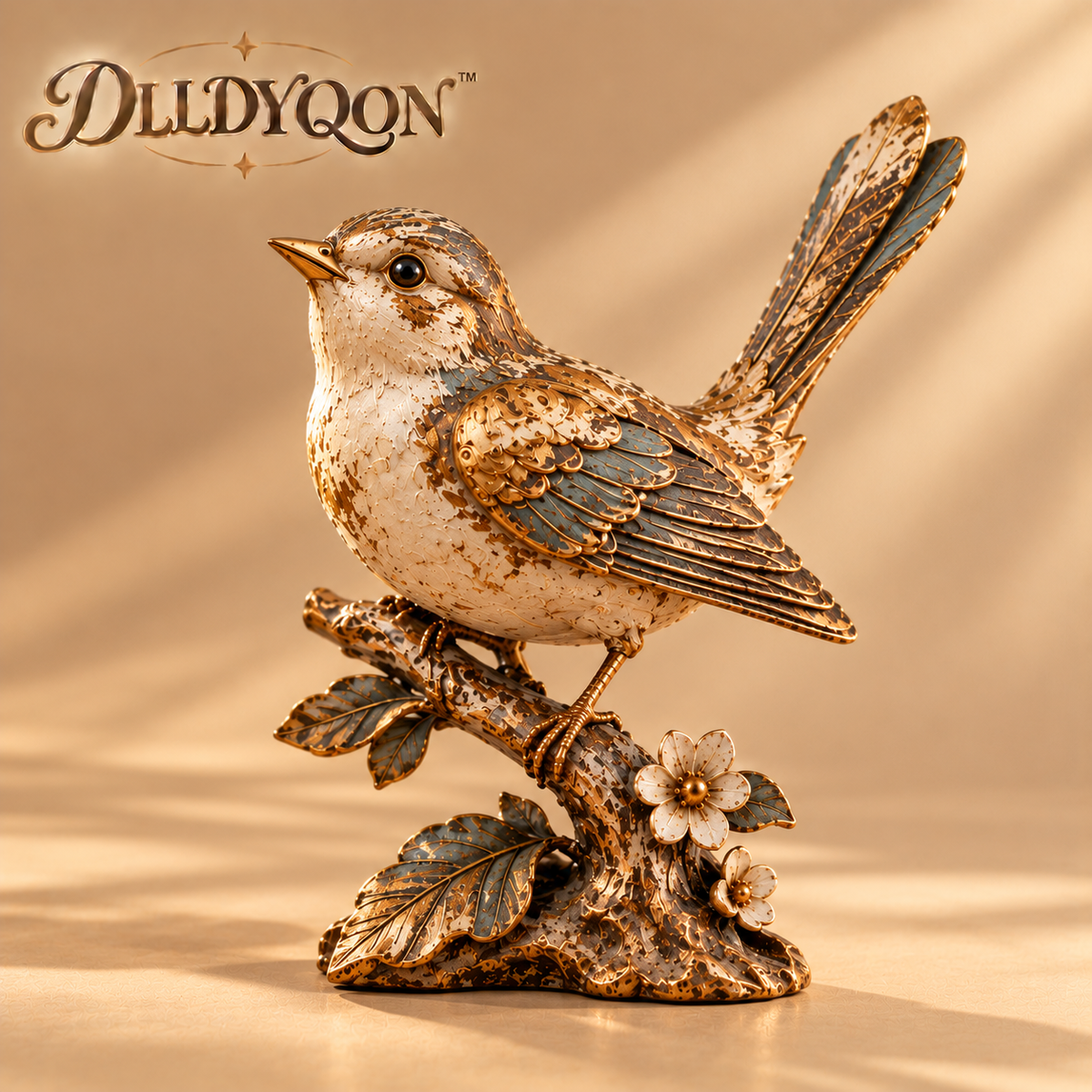 DLLDYQON™ Wrenford Antiqued Bird Figurine – Vintage-Inspired Decorative Bird Sculpture