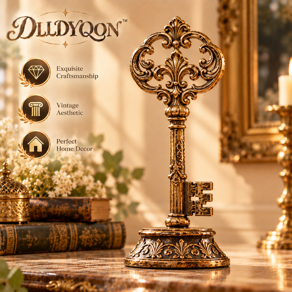 DLLDYQON™ Lockmere Antique-Key Sculpture – Vintage-Inspired Resin Key Tabletop Ornament