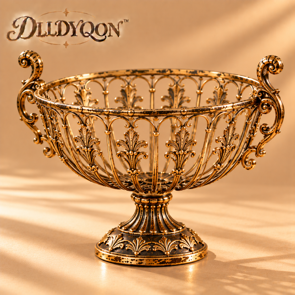 DLLDYQON™ Harveston Antiqued Iron Fruit Basket – Vintage-Inspired Open-Wire Countertop Basket